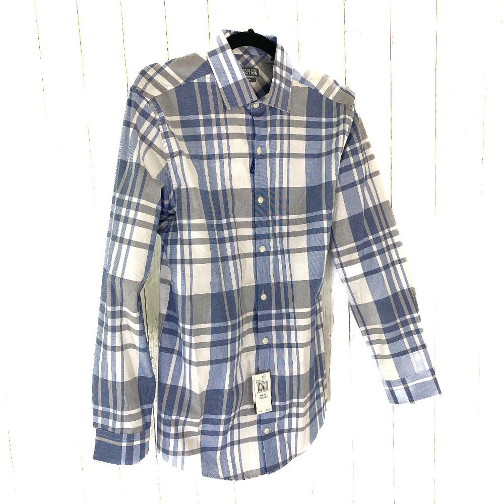 Kenneth Cole | Oeko-Tex Men's New Navy Long Sleeve Button Down Dress Shirt 32 33